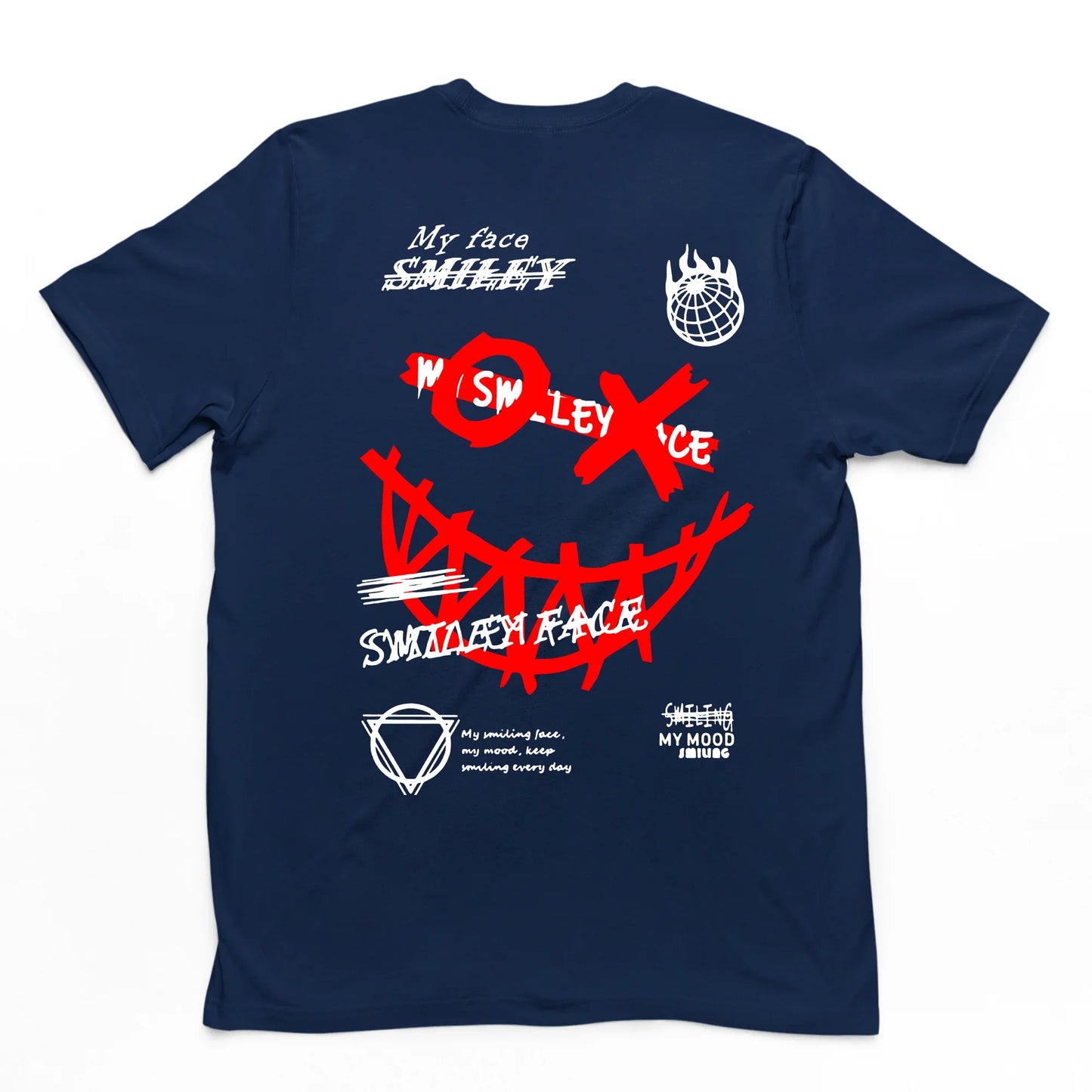 Camiseta Masculina Street Smile XO Smiling Face - azul-marinho