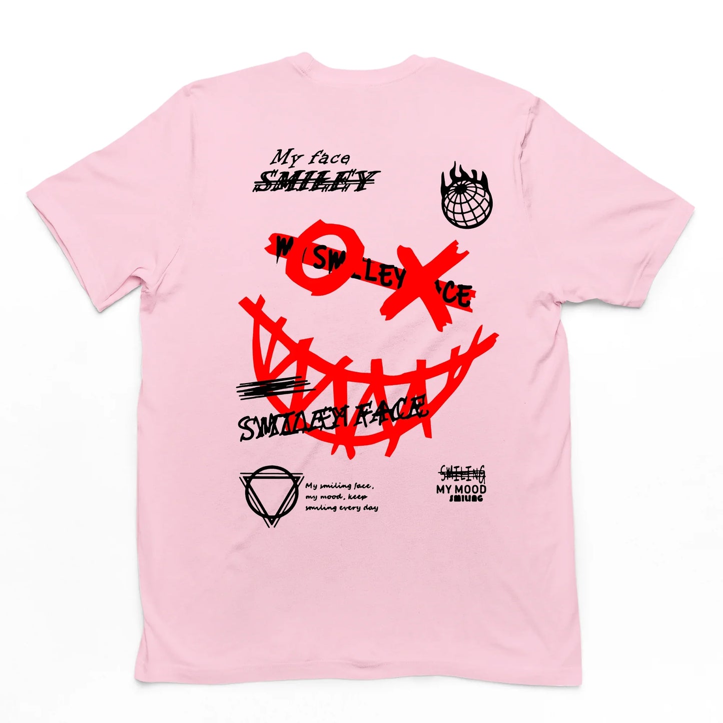 Camiseta Masculina Street Smile XO Smiling Face - rosa bebê