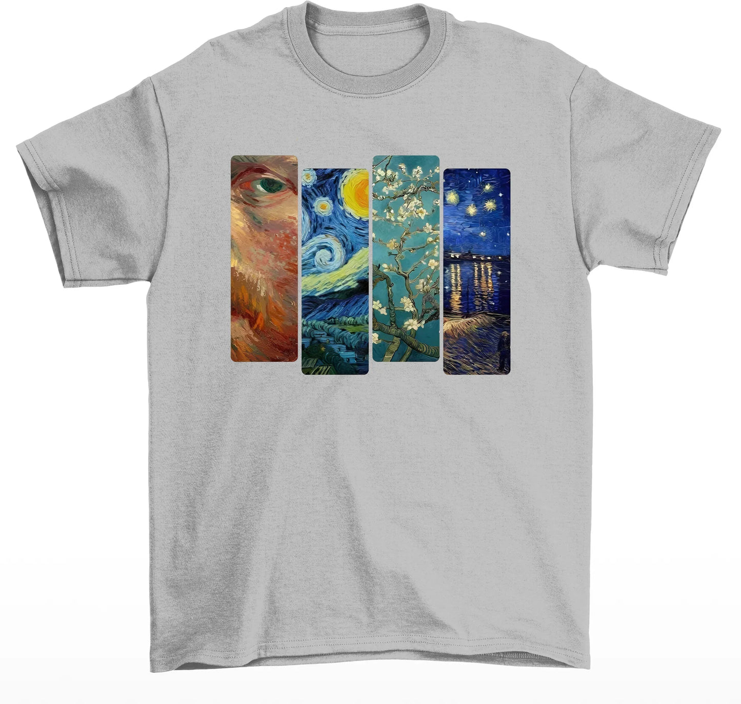 Camiseta Basica Com Colagens -VAN GOGH ART- Cinza
