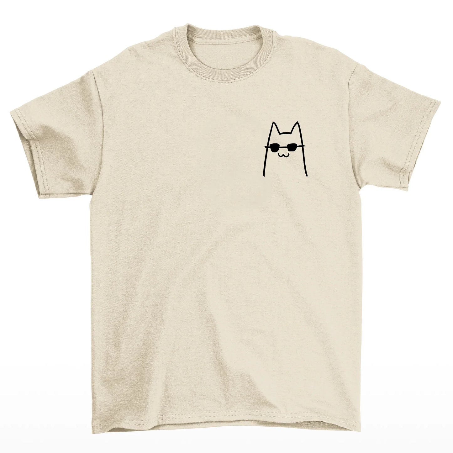 Camiseta Básica Unissex COm Estampa Gatinho estiloso Óculos- Pérola