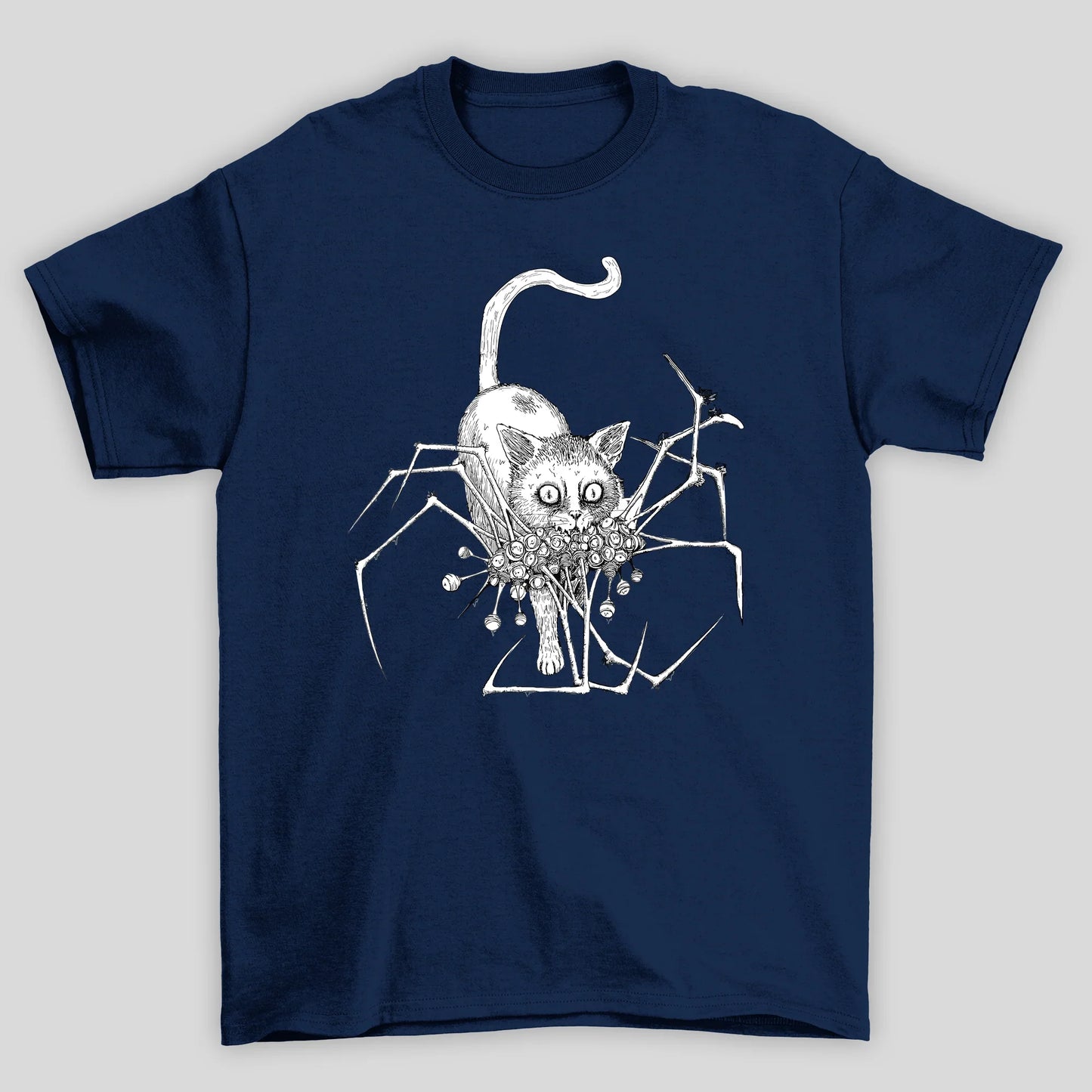 Camiseta básica azul marinho gatinho alternativo