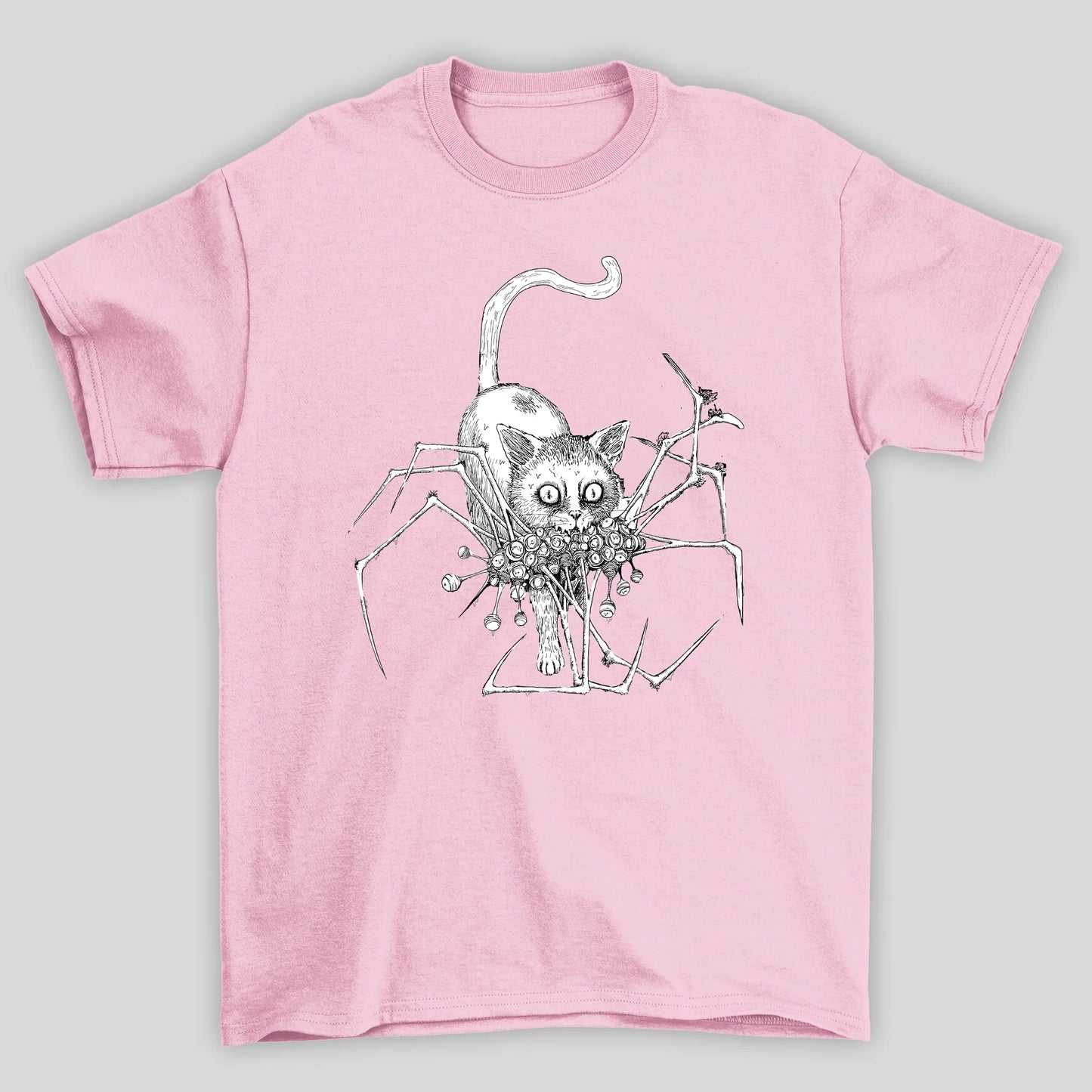 Camiseta básica rosa bebê gatinho alternativo