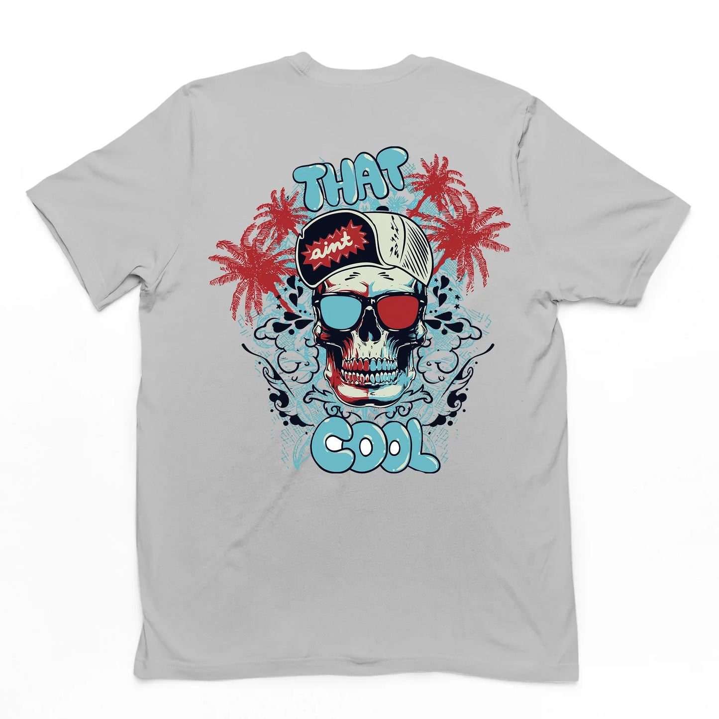 Camiseta Básica Algodão Máscara Caveira Cool - cinza