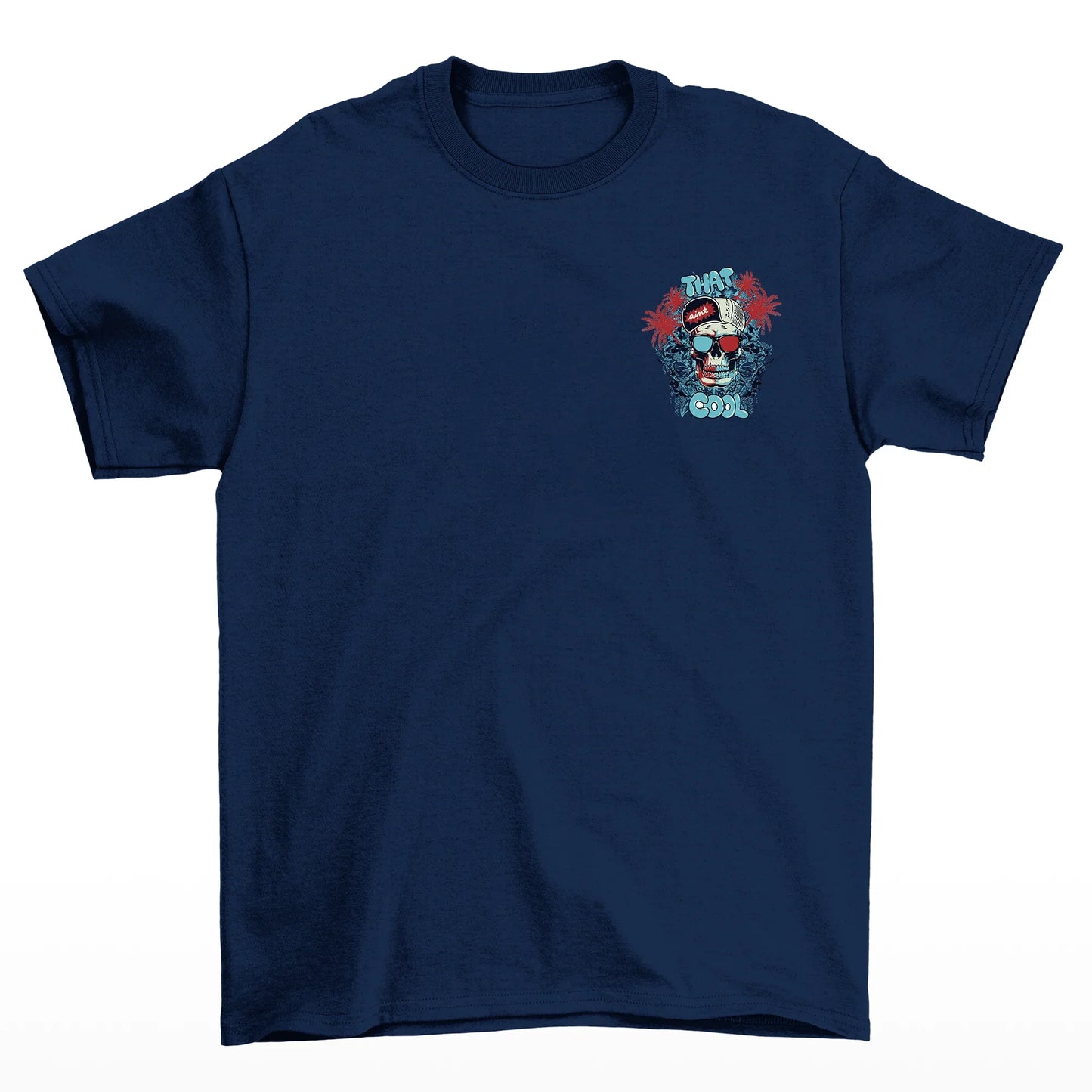 Camiseta Básica Algodão Máscara Caveira Cool - azul-marinho