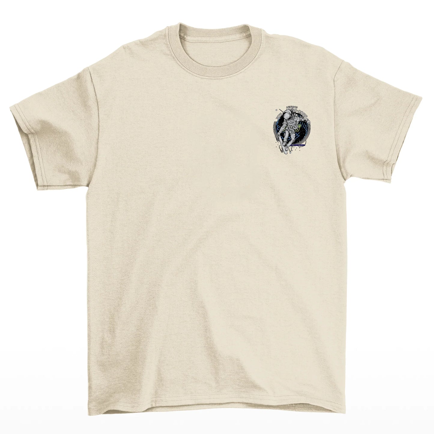 Camiseta Básica Algodão Astronauta Andando de Skate- Pérola
