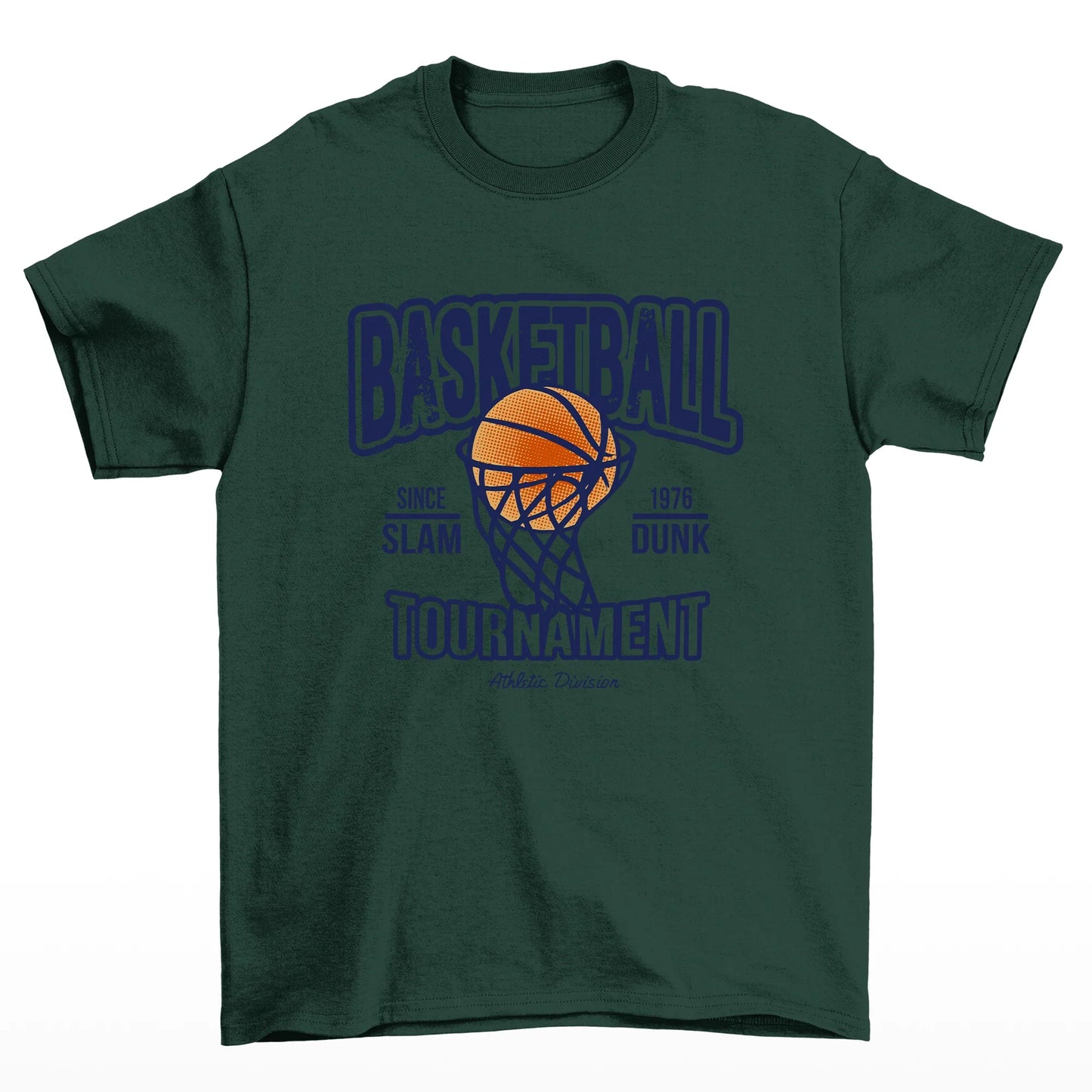 camiseta básica com estampa de cesta de basquete - verde