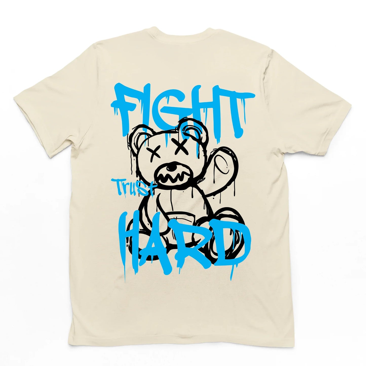 camiseta básica pérola teddy urso fight trust hard - Pérola