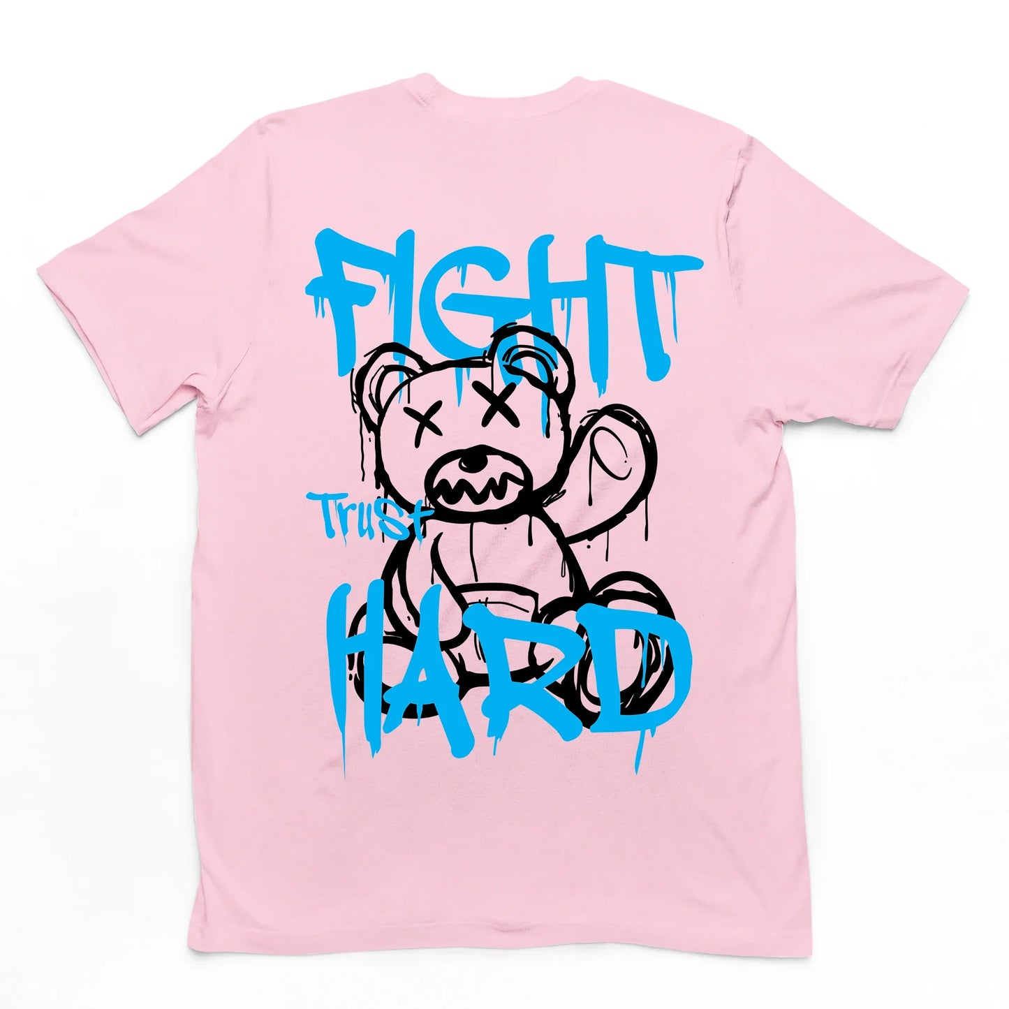 camiseta básica Rosa Bebê teddy urso fight trust hard - Rosa Bebê