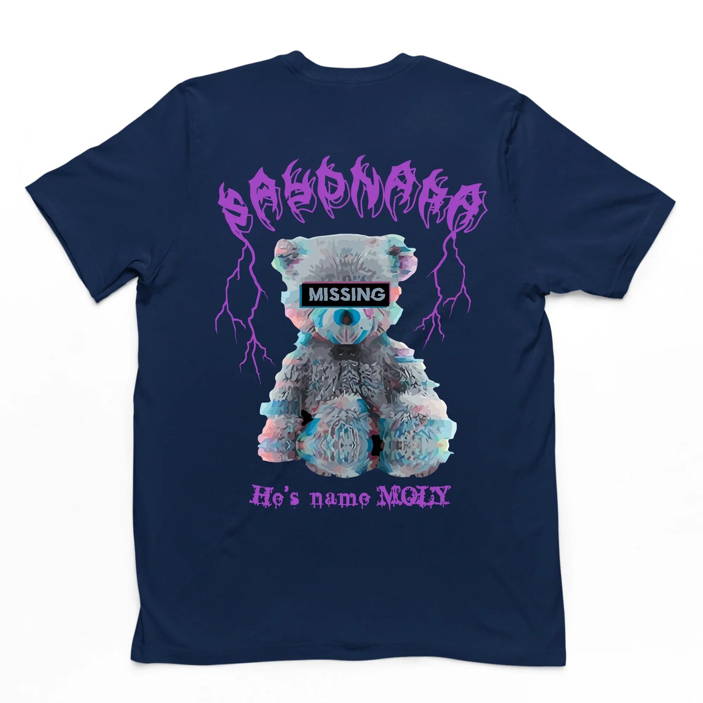 Camiseta Básica Com Estampa Sayonara Urso - Azul Marinho