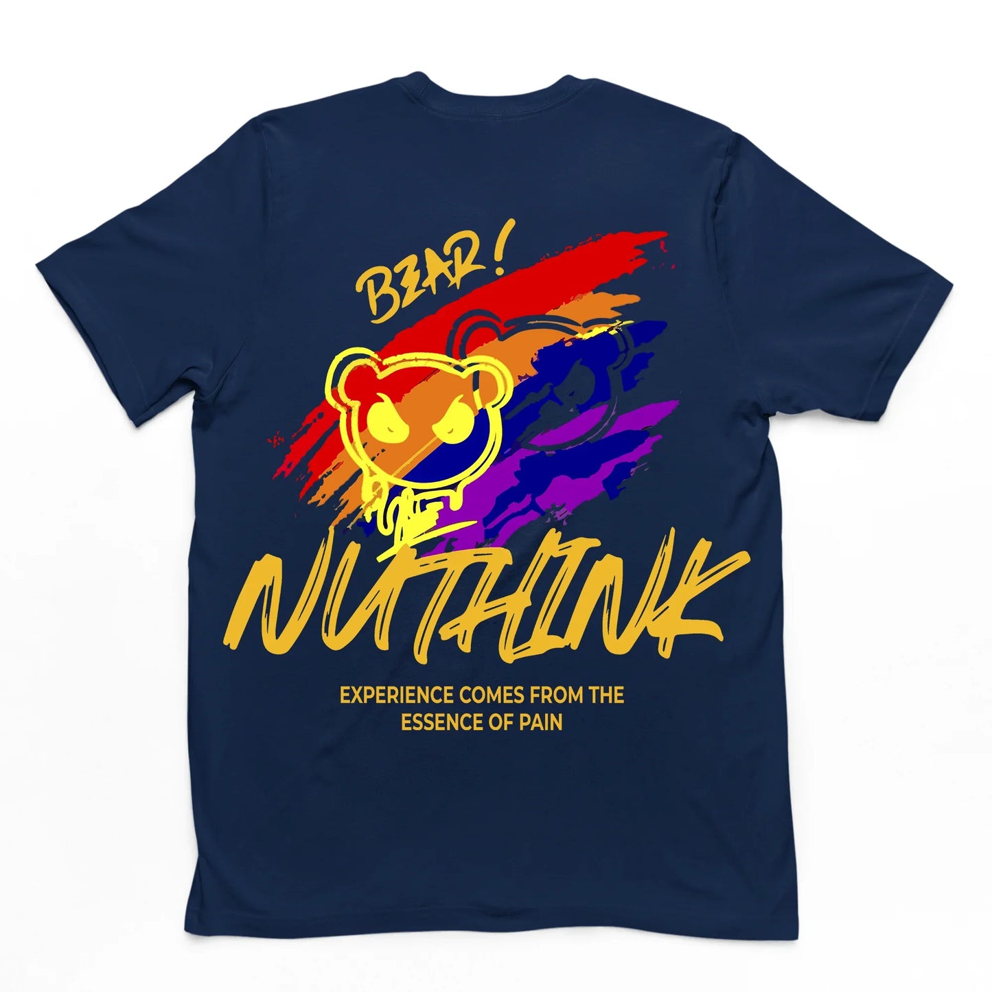 camiseta basica com estampa de urso arco iris - azul marinho