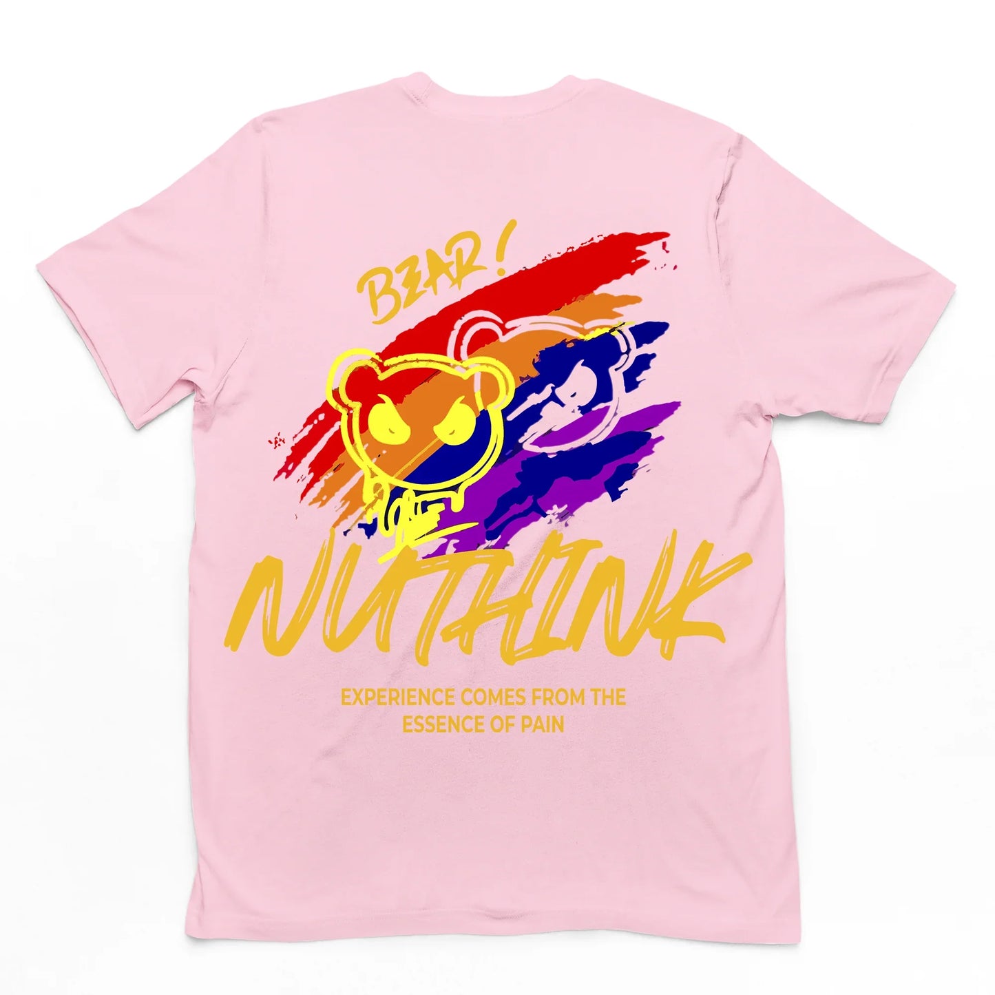 camiseta basica com estampa de urso arco iris - rosa bebê