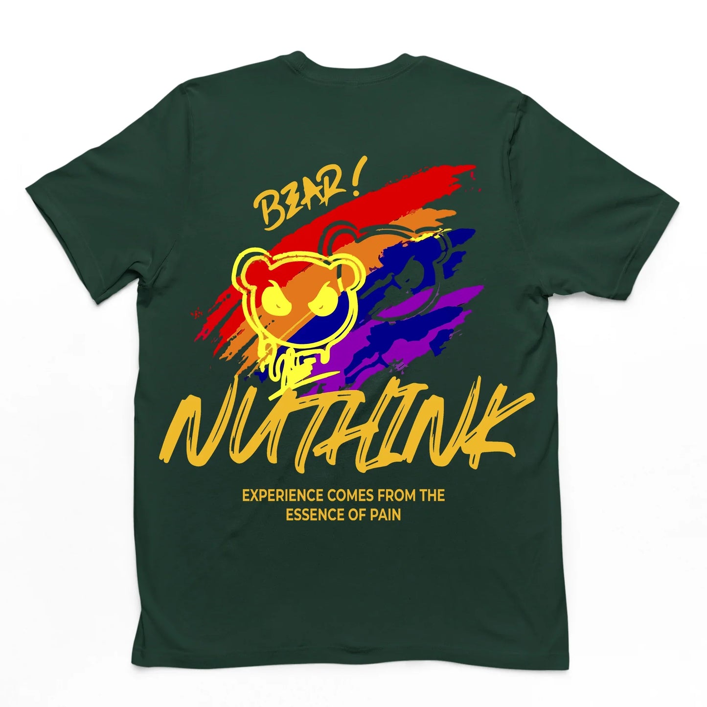 camiseta basica com estampa de urso arco iris - verde
