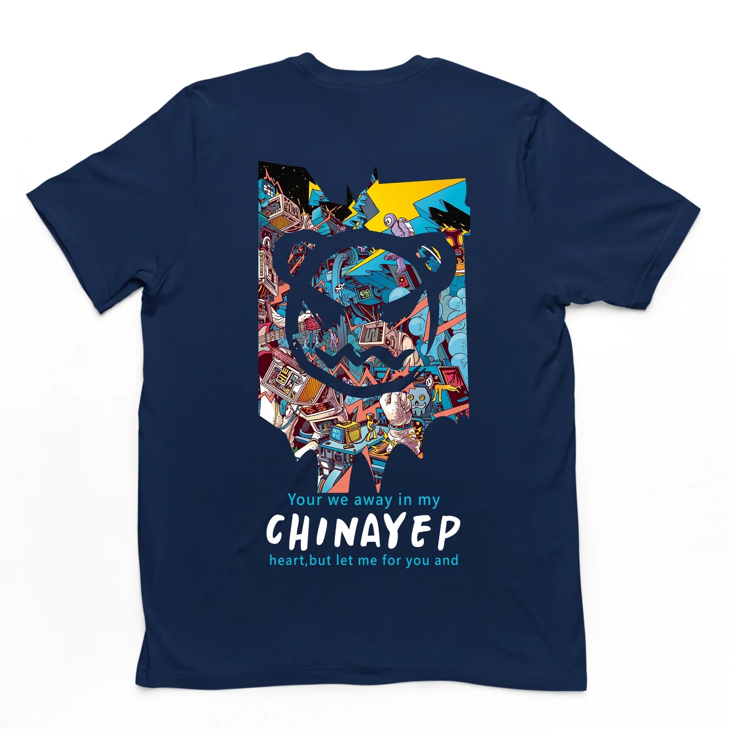 Camiseta Básica Com Estampa Ursinho - azul marinho