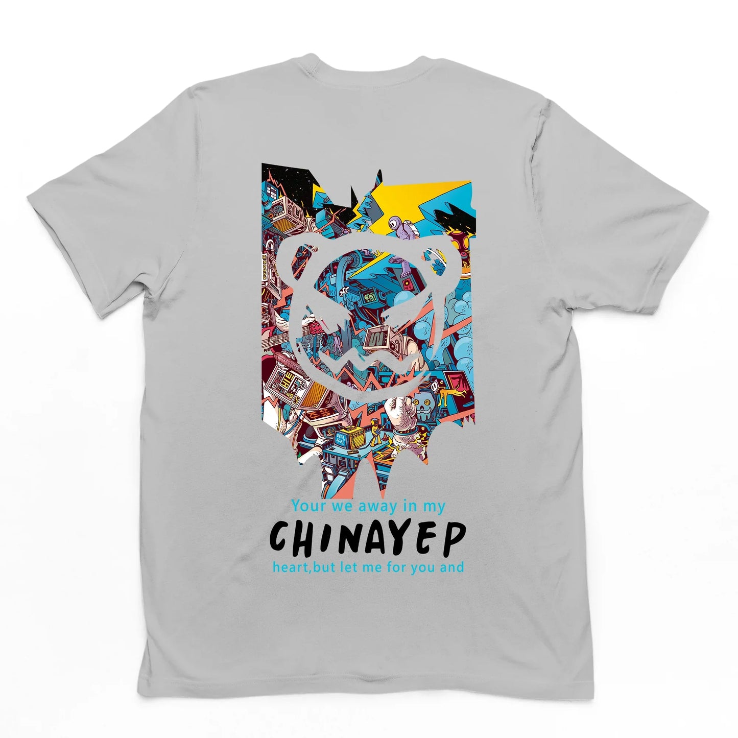 Camiseta Básica Com Estampa Ursinho - cinza