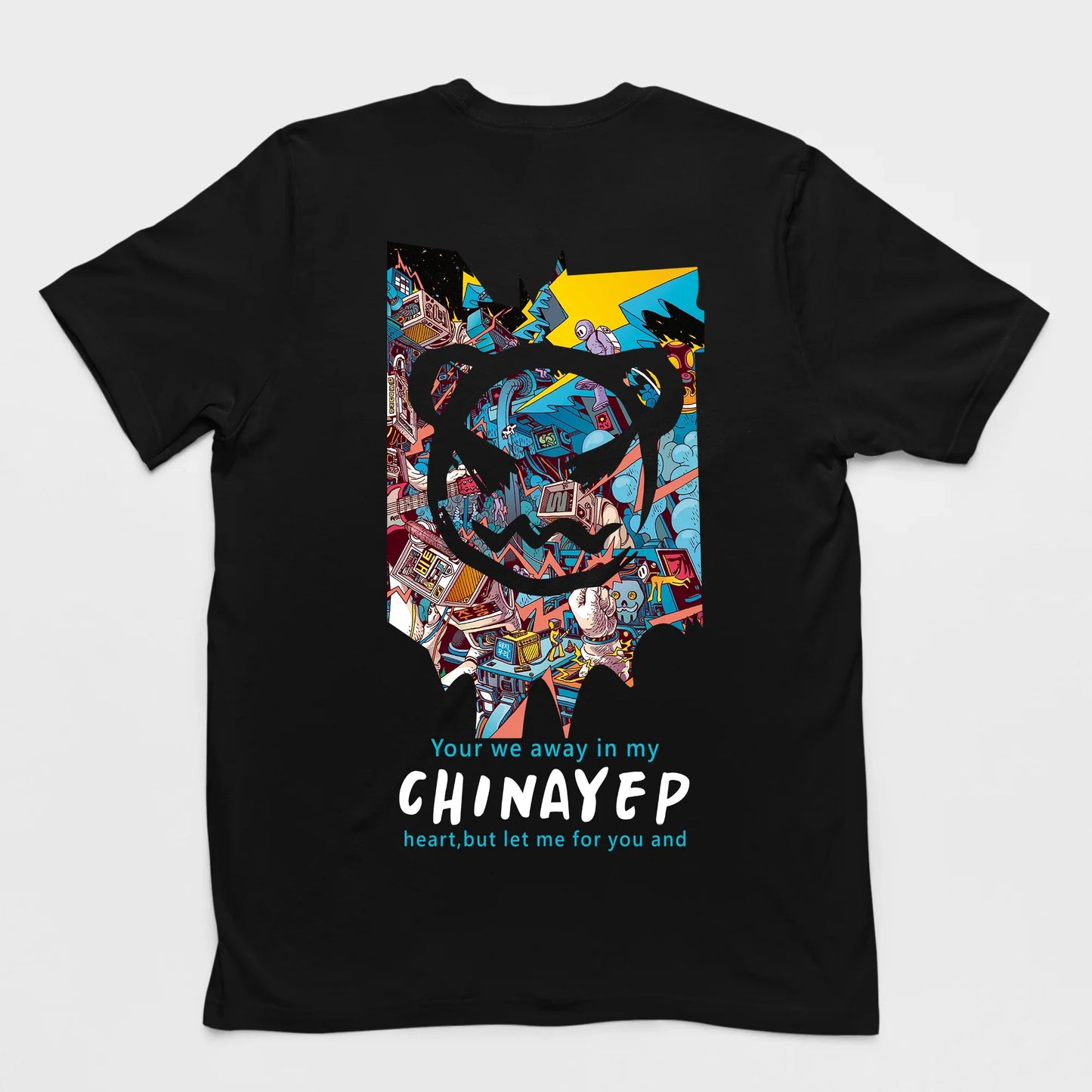 Camiseta Básica Com Estampa Ursinho - preto