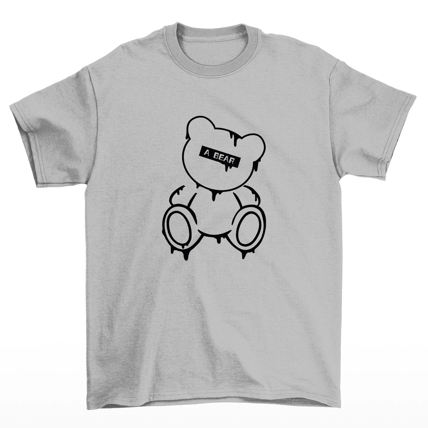 camiseta básica cinza com estampa de urso fofo - Cinza