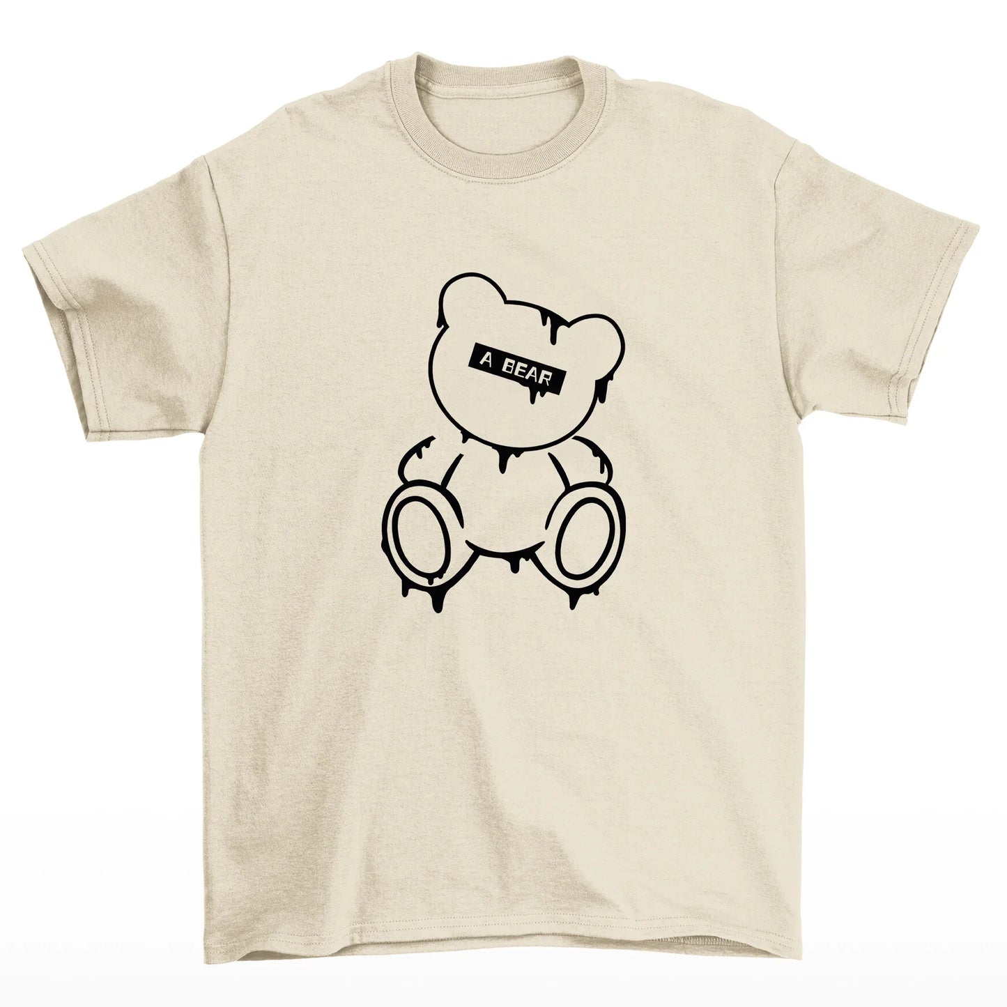 camiseta básica pérola com estampa de urso fofo - Pérola