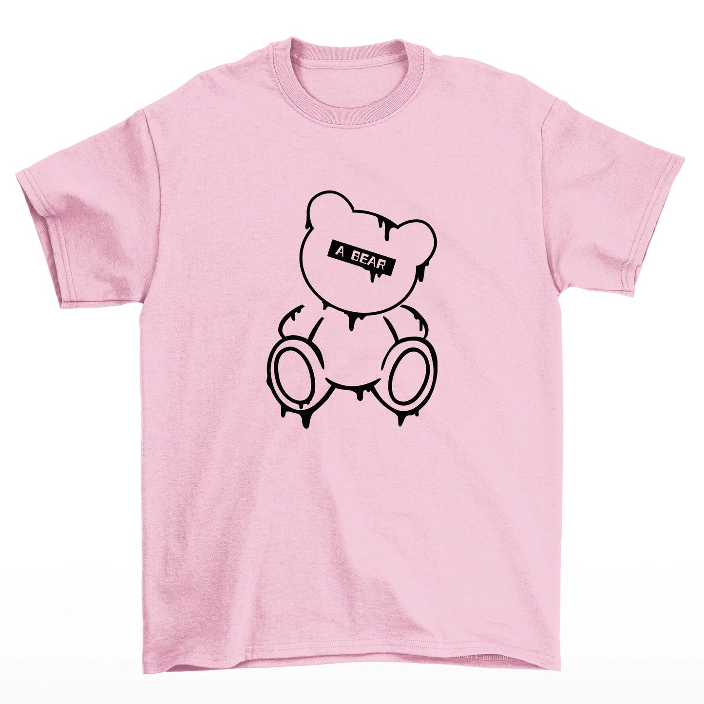 camiseta básica rosa bebê com estampa de urso fofo - Rosa Bebê