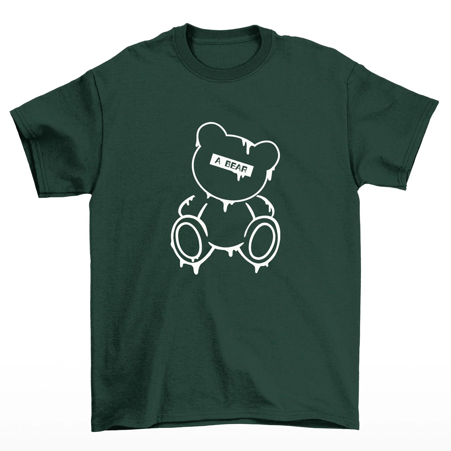 camiseta básica verde com estampa de urso fofo - Verde