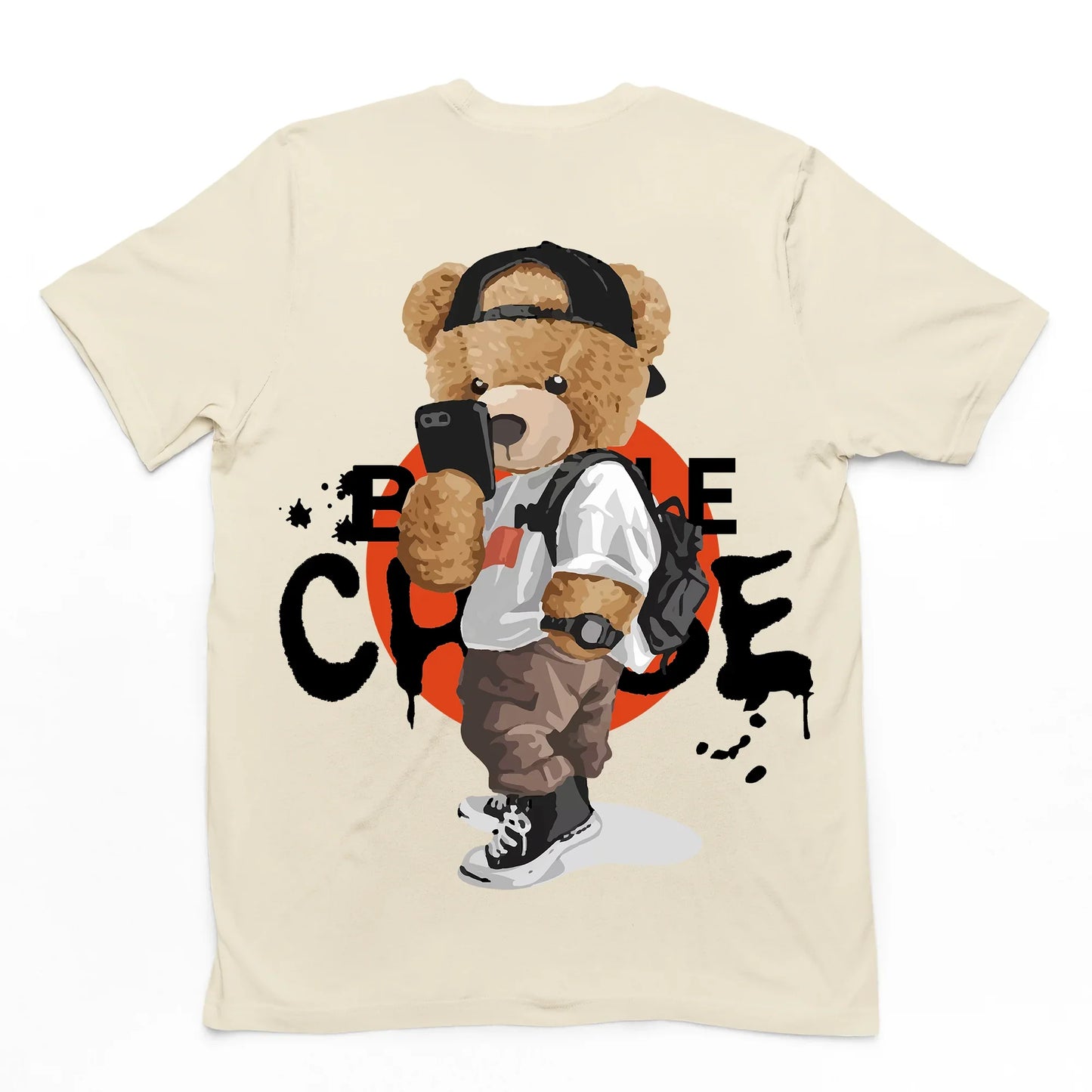 camiseta básica com estampa ursinho estiloso - pérola