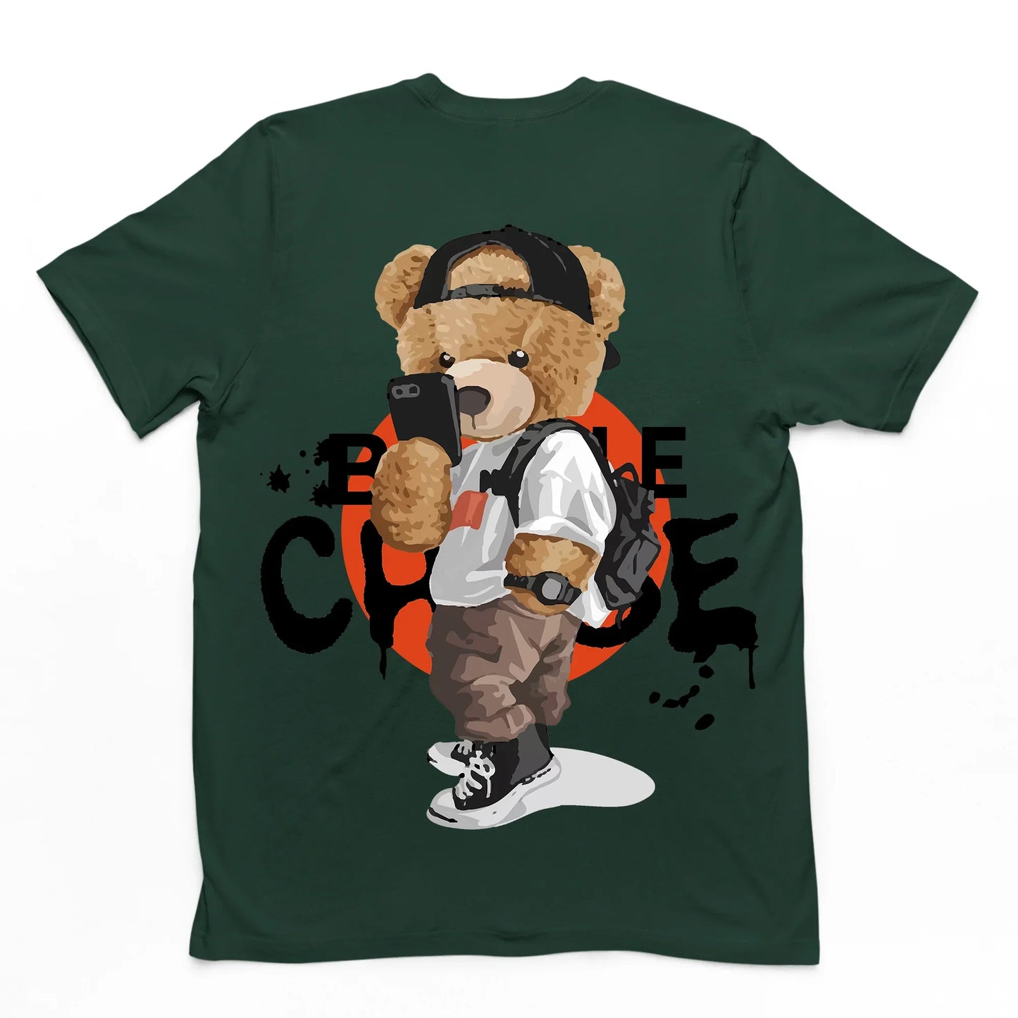 camiseta básica com estampa ursinho estiloso - verde