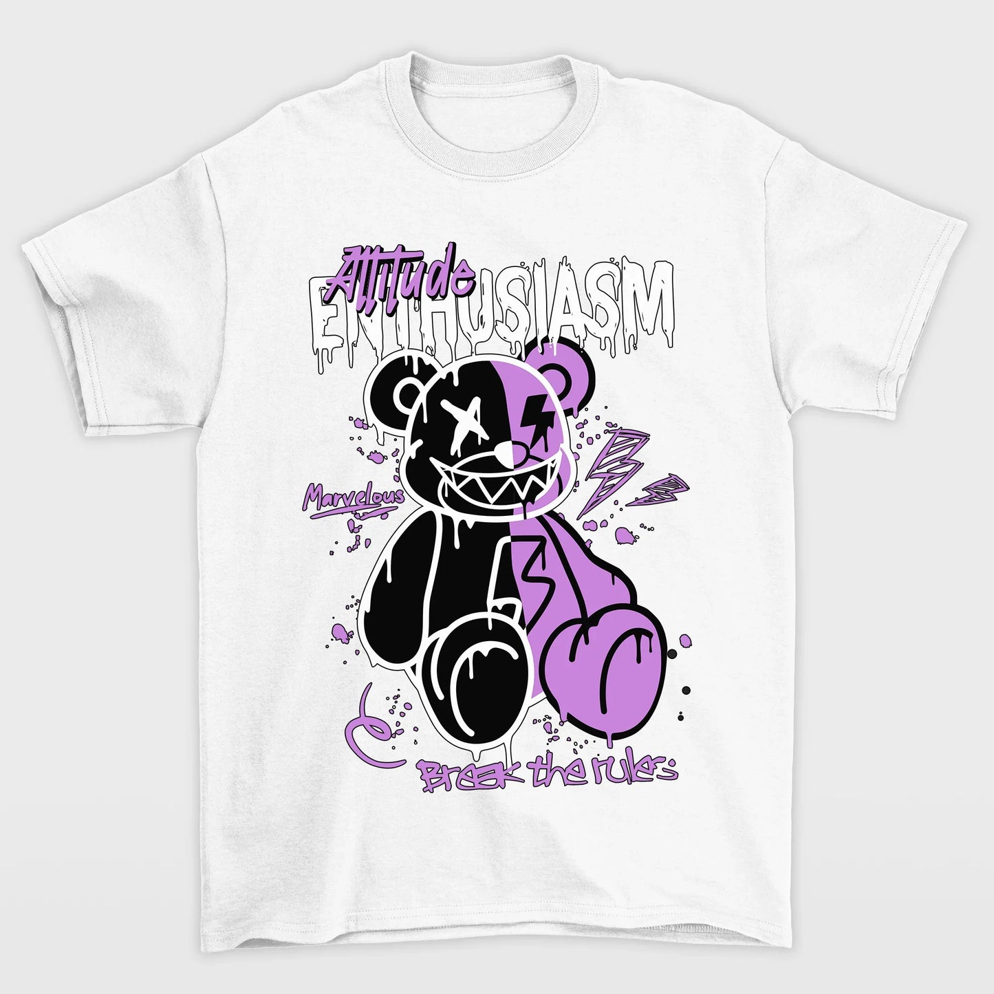 Camiseta Básica estampa Break the Rules Bear - Branco