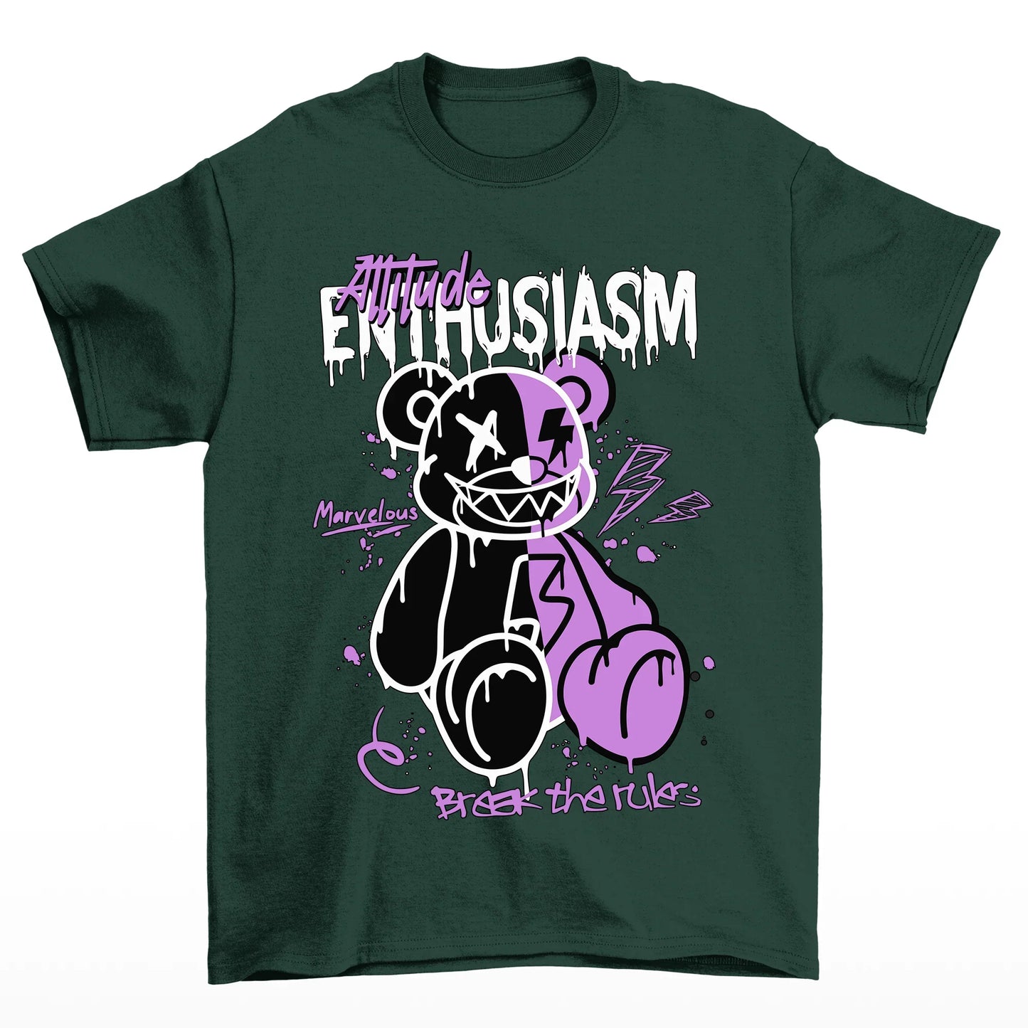 Camiseta Básica estampa Break the Rules Bear - Verde