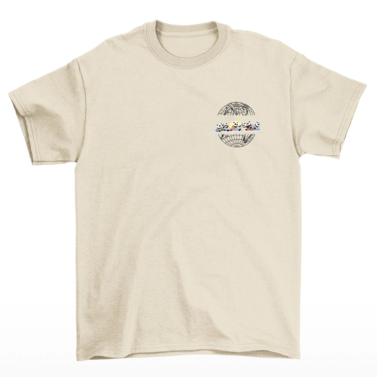 Camiseta pérola frente Básica Unissex Com Estampa Natal Jesus Panda - Pérola