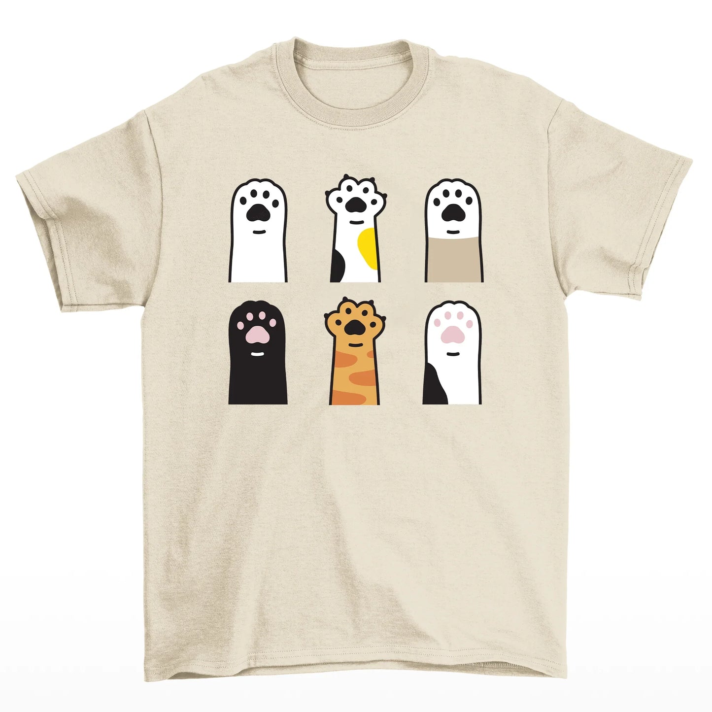 Camiseta Básica Com Estampa Patinha De Gatos- Pérola