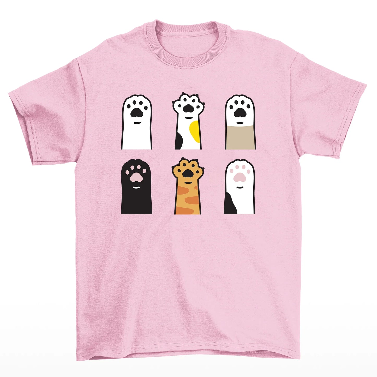 Camiseta Básica Com Estampa Patinha De Gatos- Rosa bebe