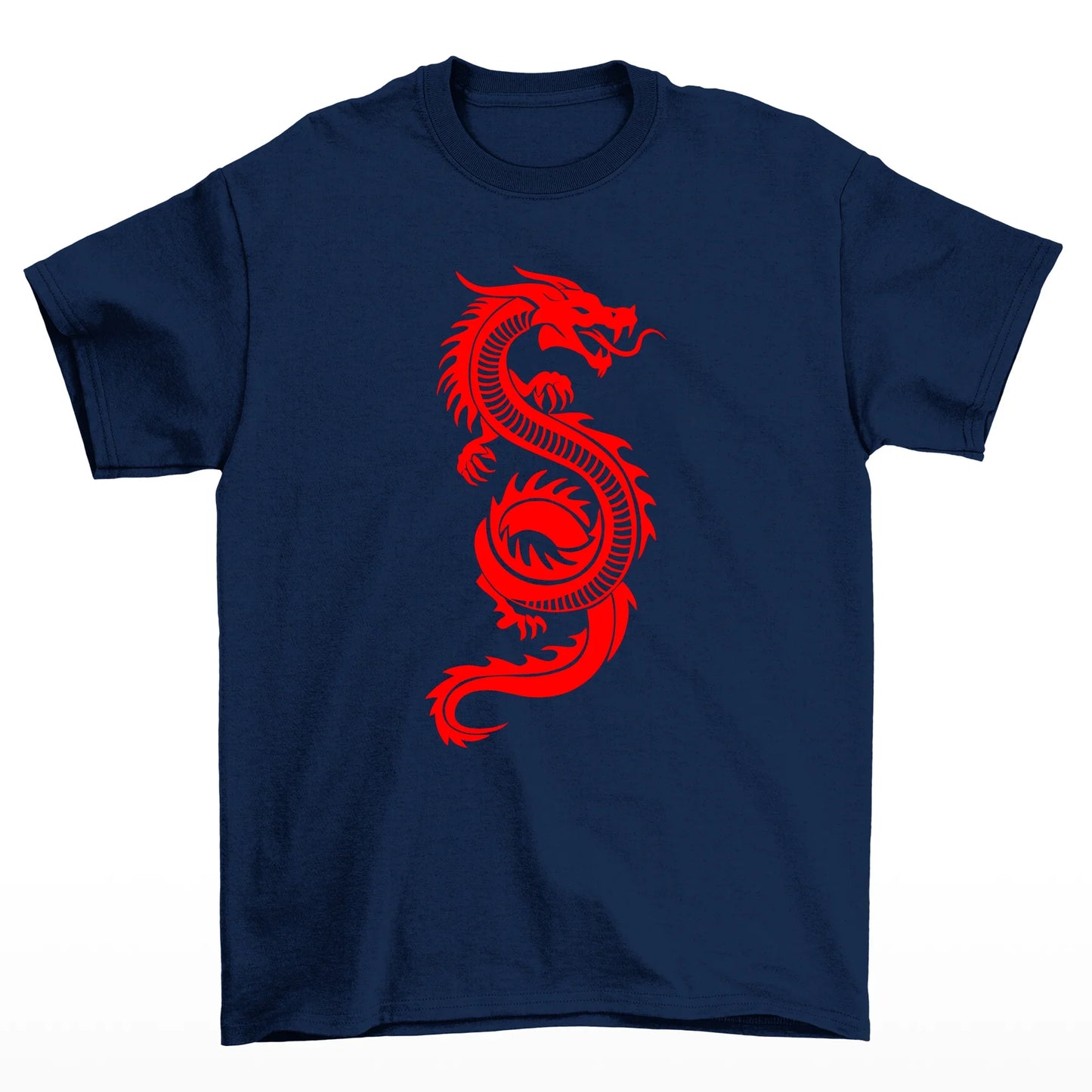 Camiseta Básica Dragão Vermelho Red Dragon - Azul Marinho