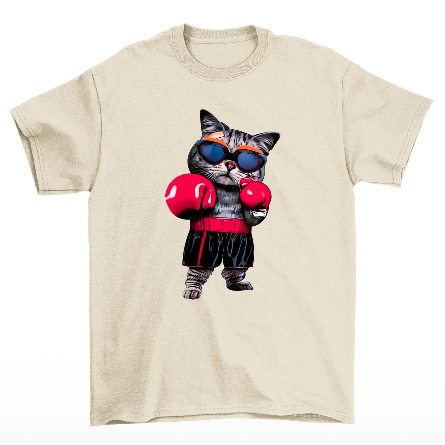 Camiseta Básica Gato Boxeador Cat