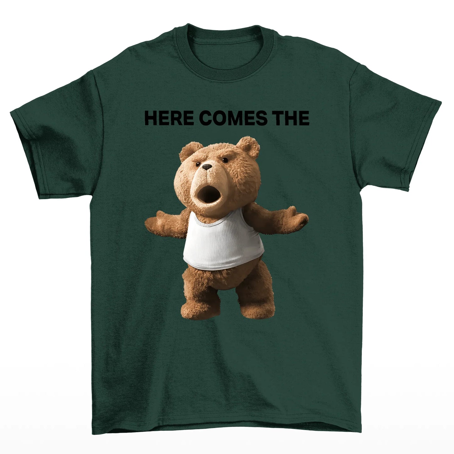 Camiseta Básica Unissex verde musgo Com Estampa Teddy Urso - Verde