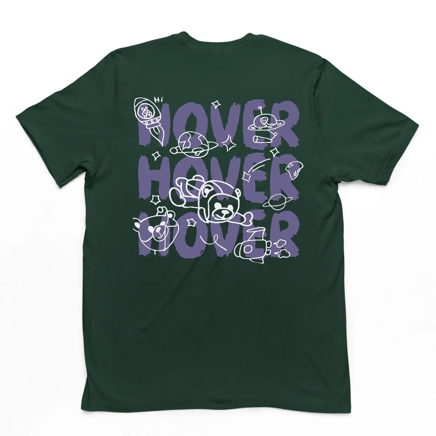 camiseta básica estampa de ursinho astronauta - verde