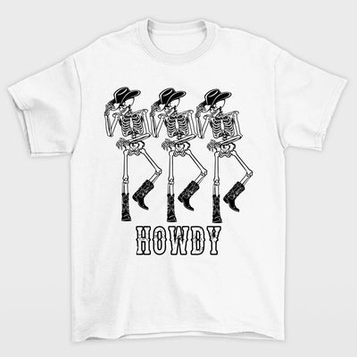Camiseta Básica Feminina Com Estampa Cowboy Esqueleto- Branco