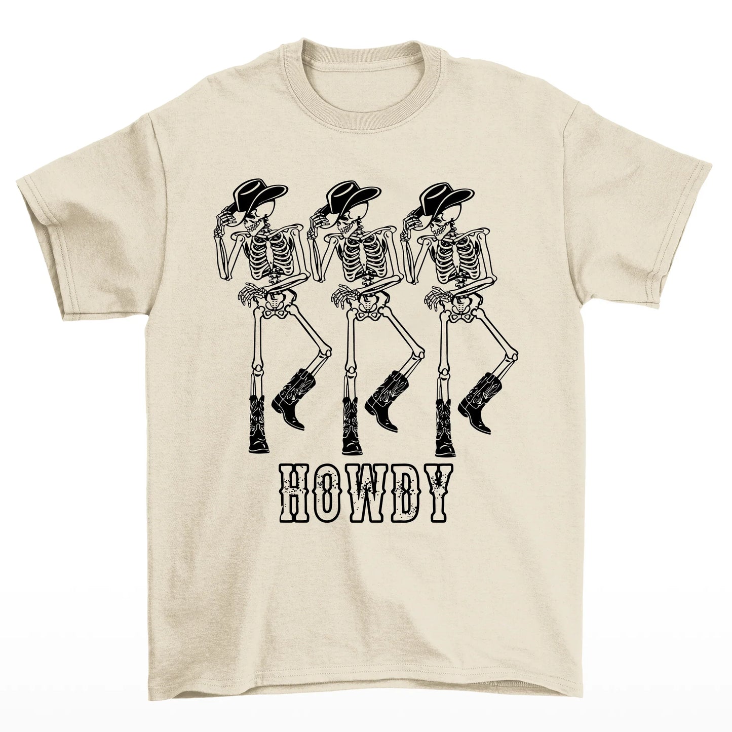 Camiseta Básica Feminina Com Estampa Cowboy Esqueleto- Pérola