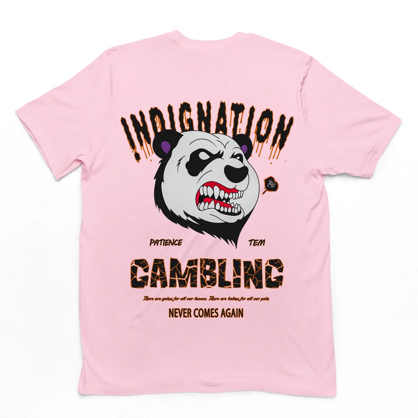 Camiseta rosa Básica Com Estampa Panda Nervoso - Rosa Bebê