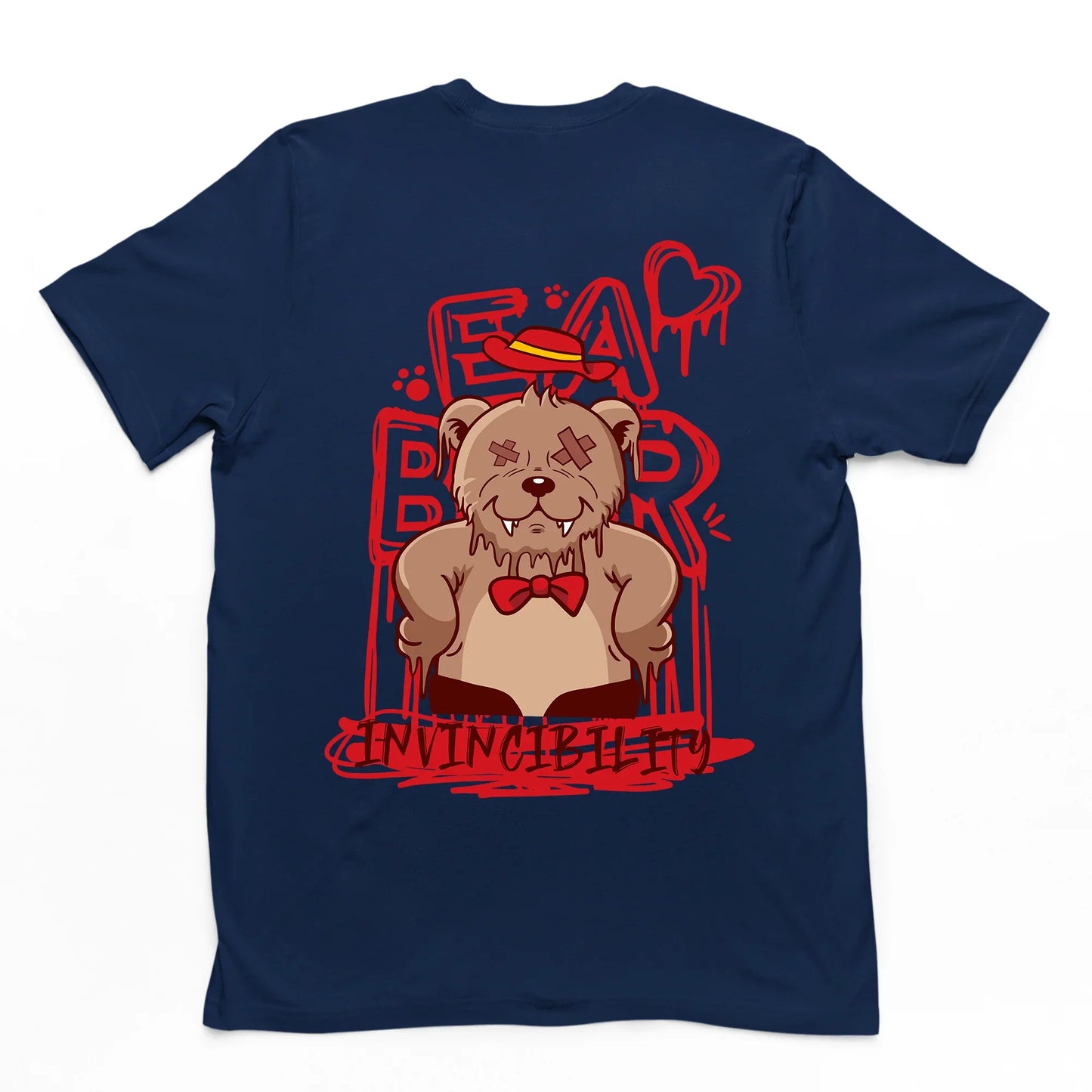 Camiseta Básica Unissex Invicibility Bear Heart - AZUL MARINHO