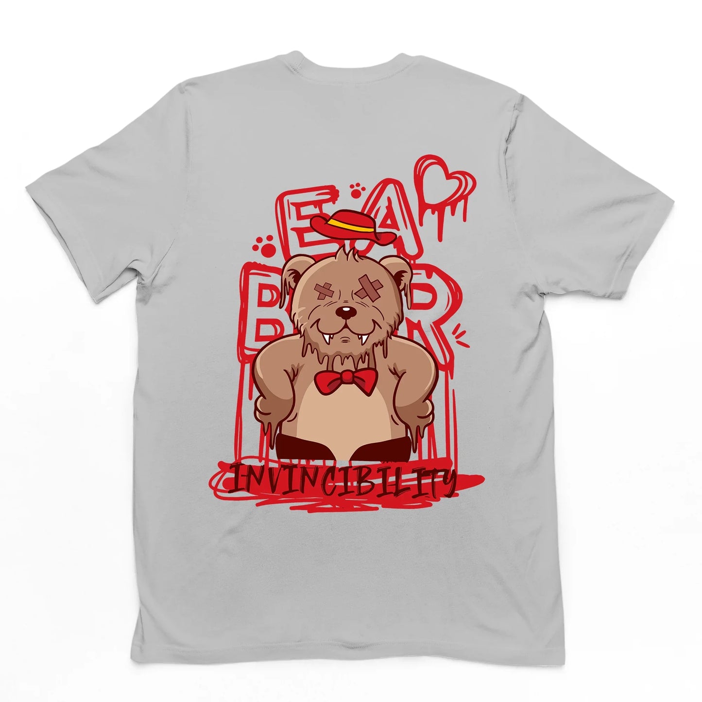 Camiseta Básica Unissex Invicibility Bear Heart - CINZA