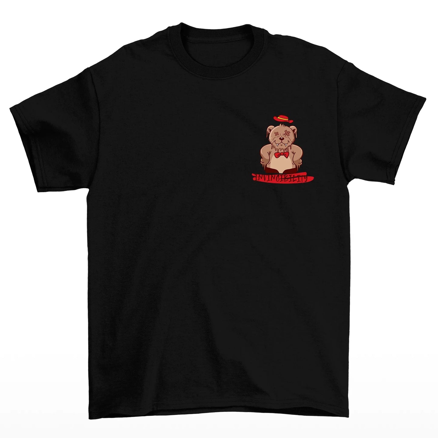 Camiseta Básica Unissex Invicibility Bear Heart - PRETO