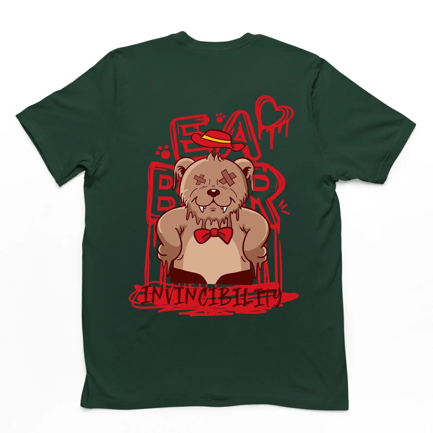 Camiseta Básica Unissex Invicibility Bear Heart - VERDE