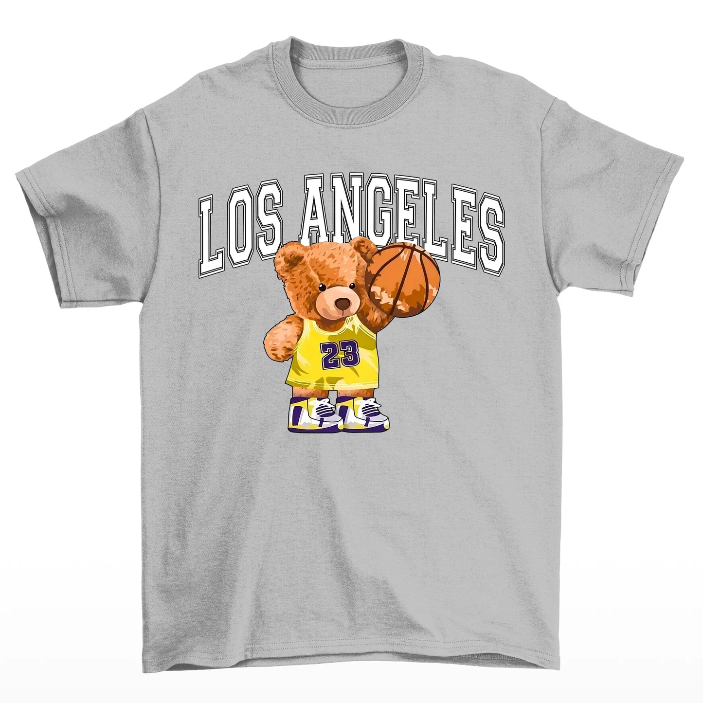 Camiseta Básica cinza Feminina Los Angeles Ursinho Basketball - Cinza