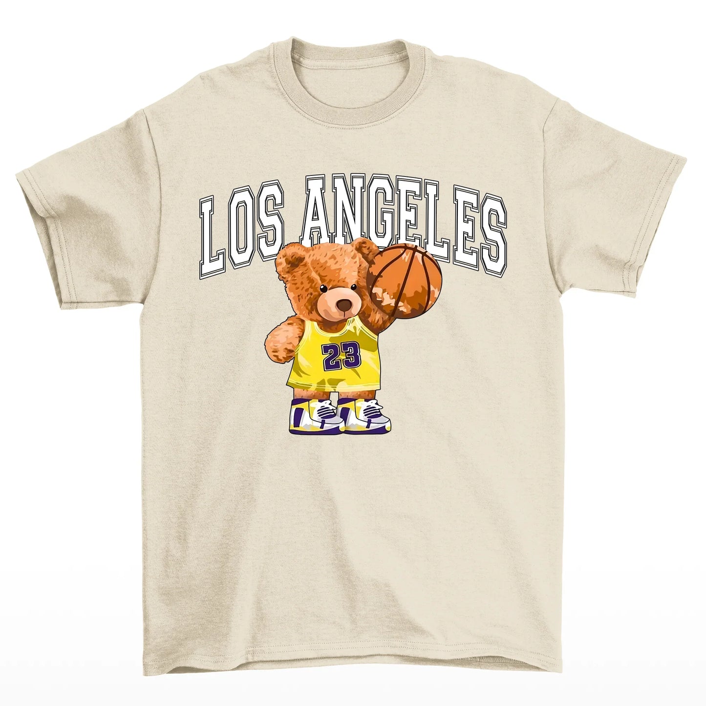 Camiseta Básica Feminina Los Angeles Basketball Bear - Pérola