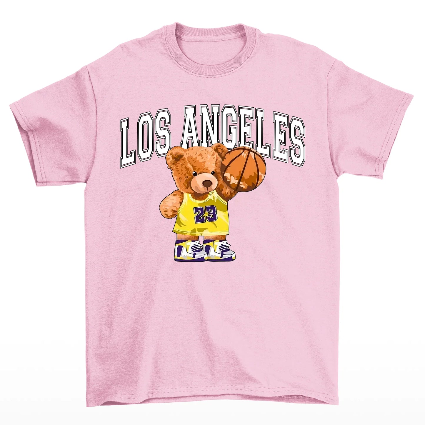 Camiseta Básica rosa Feminina Los Angeles Ursinho Basketball - Rosa bebe
