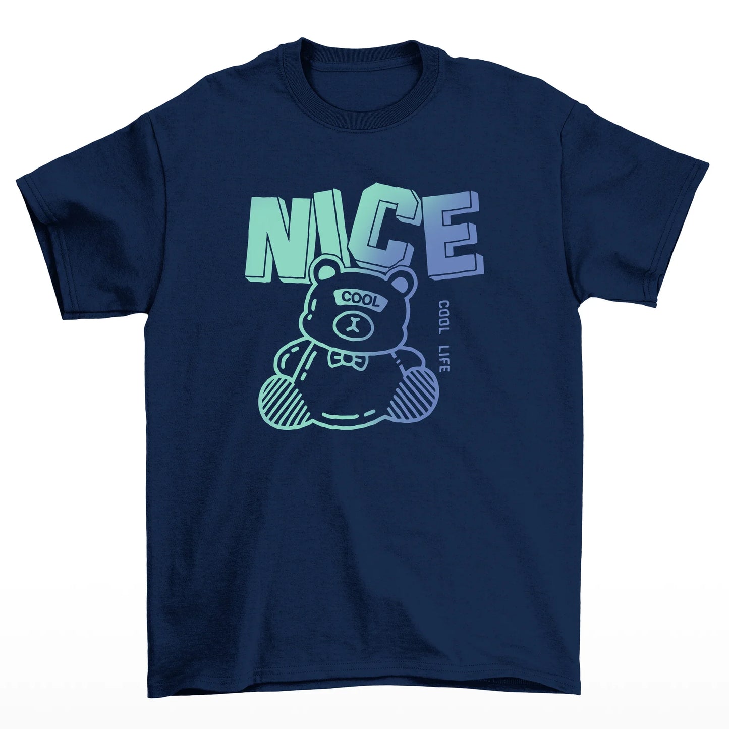 Camiseta Básica azul marinho Unissex Com Estampa Urso De Pelúcia - Azul Marinho