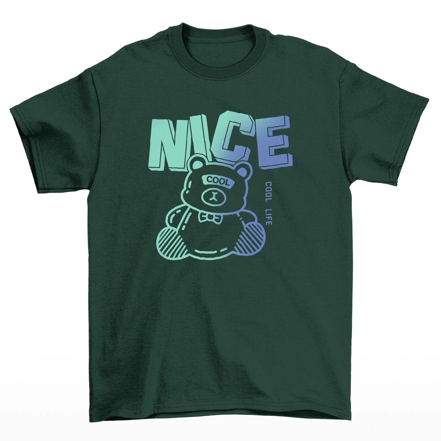 Camiseta Básica verde Unissex Com Estampa Urso De Pelúcia - Verde