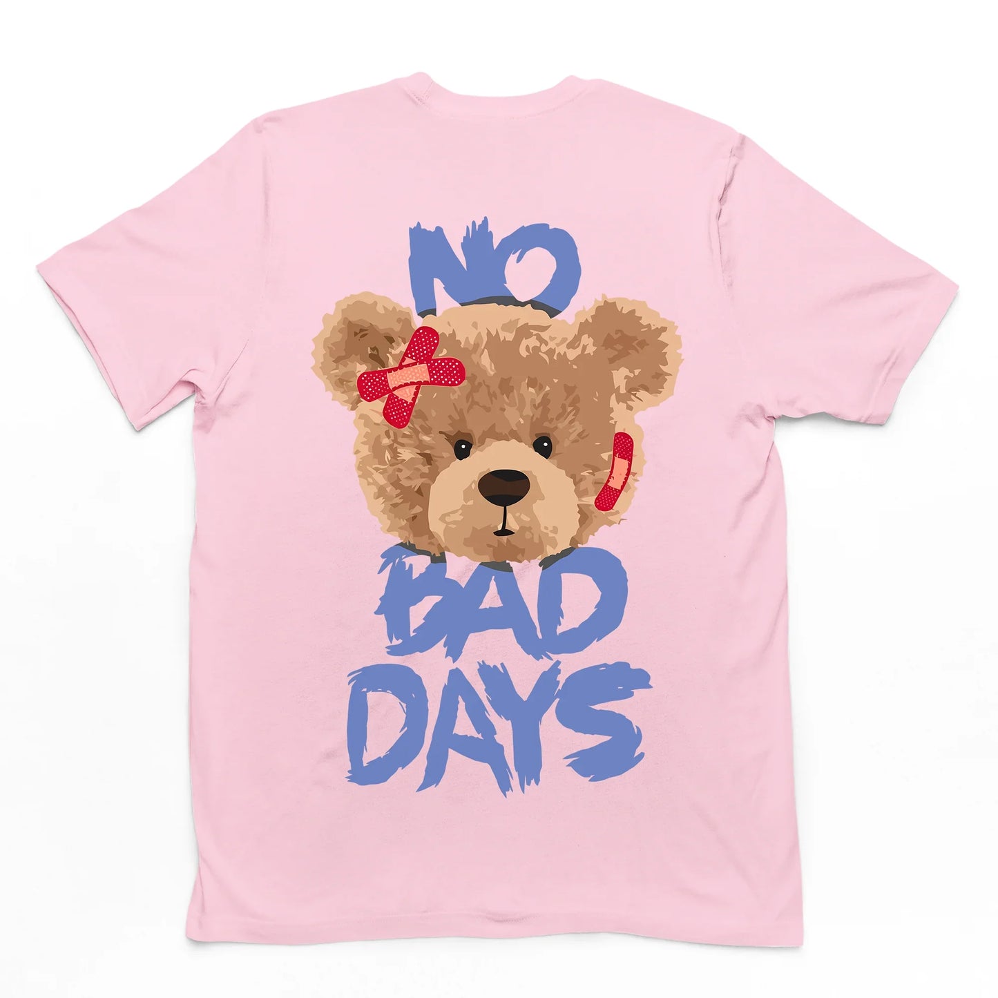 Camiseta Básica Com Estampa Ursinho Machucado - rosa bebê