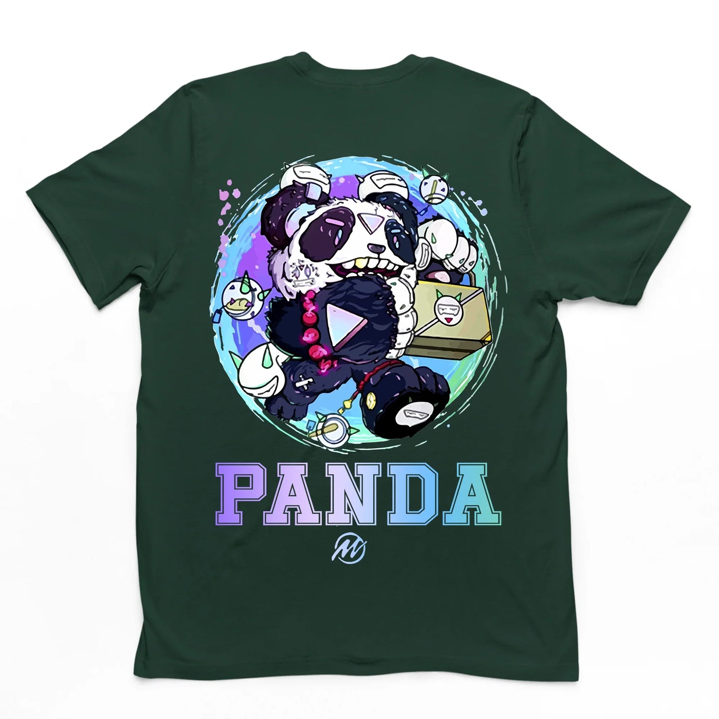 Camiseta básica com estampa panda mecanico - Verde