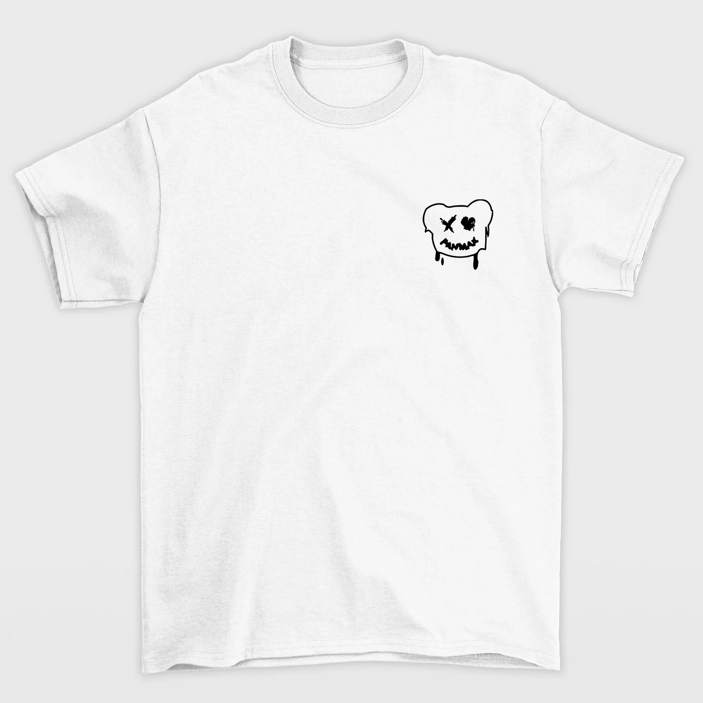 Camiseta Básica branco Unissex Com Estampa Ursinho - Branco