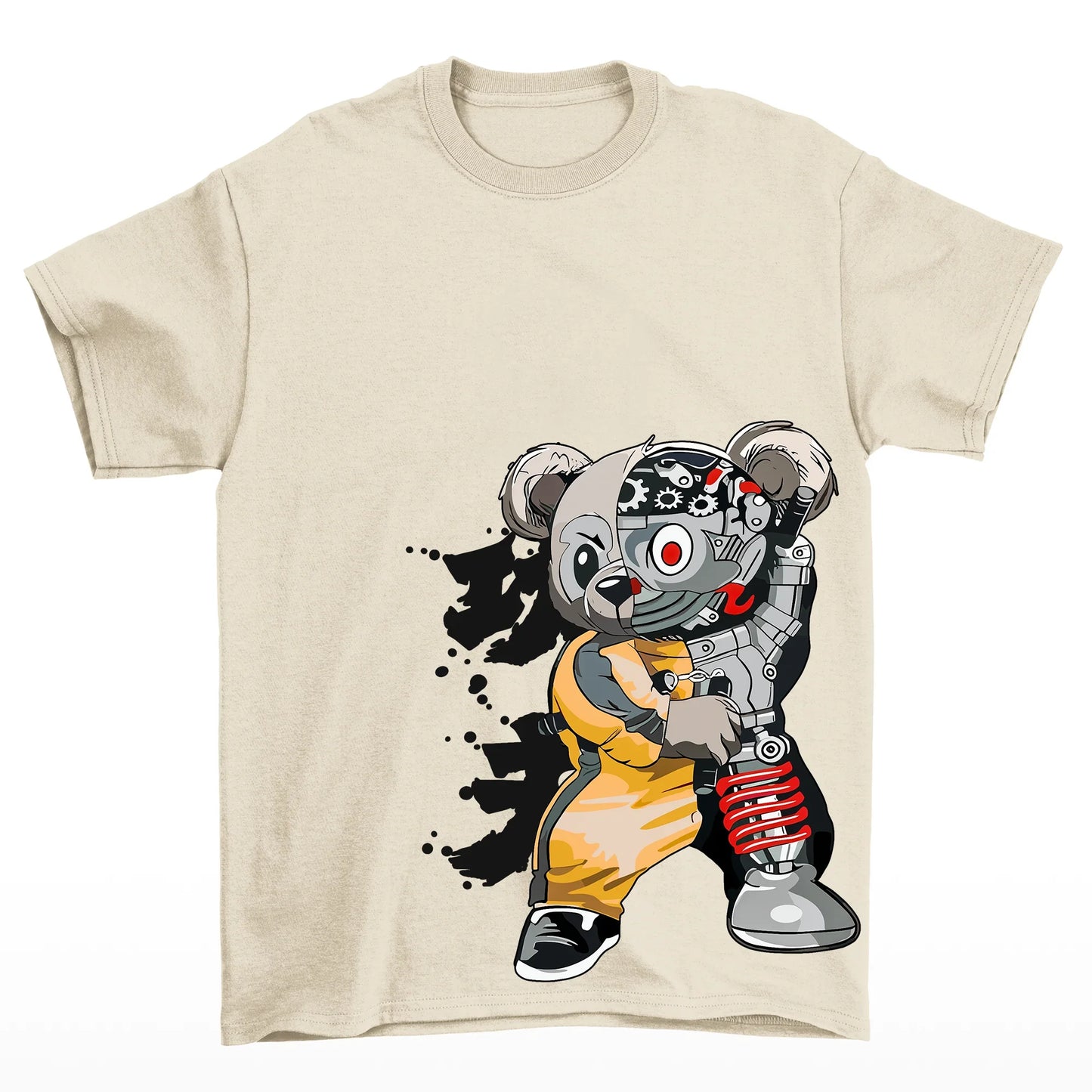 Camiseta Básica Pérola Unissex Com Estampa Ursinho Robo - Pérola